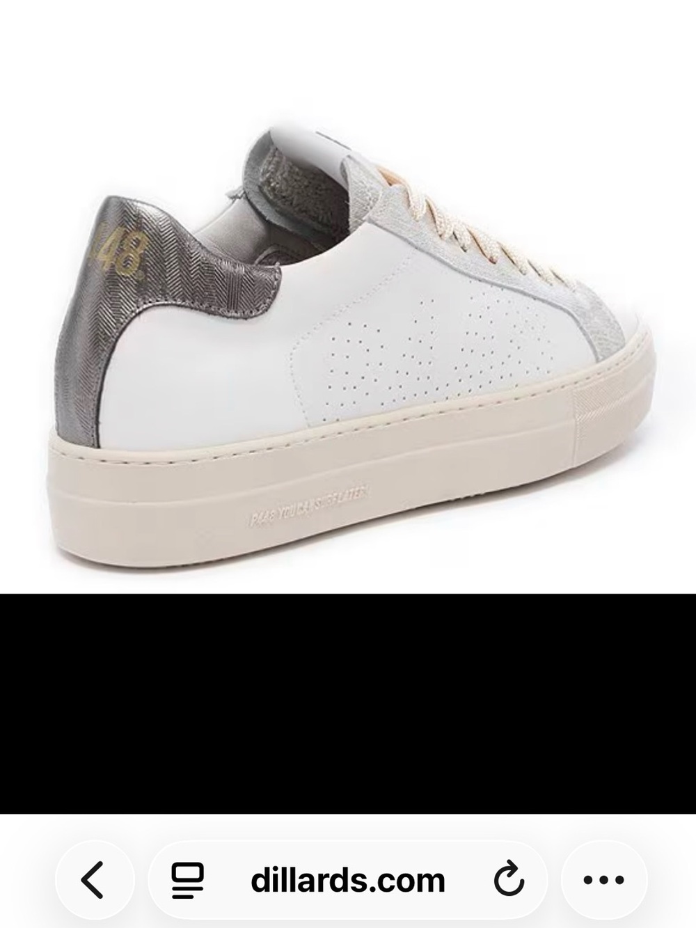 P448 White Leather Low-Top Sneaker with Silver Heel
